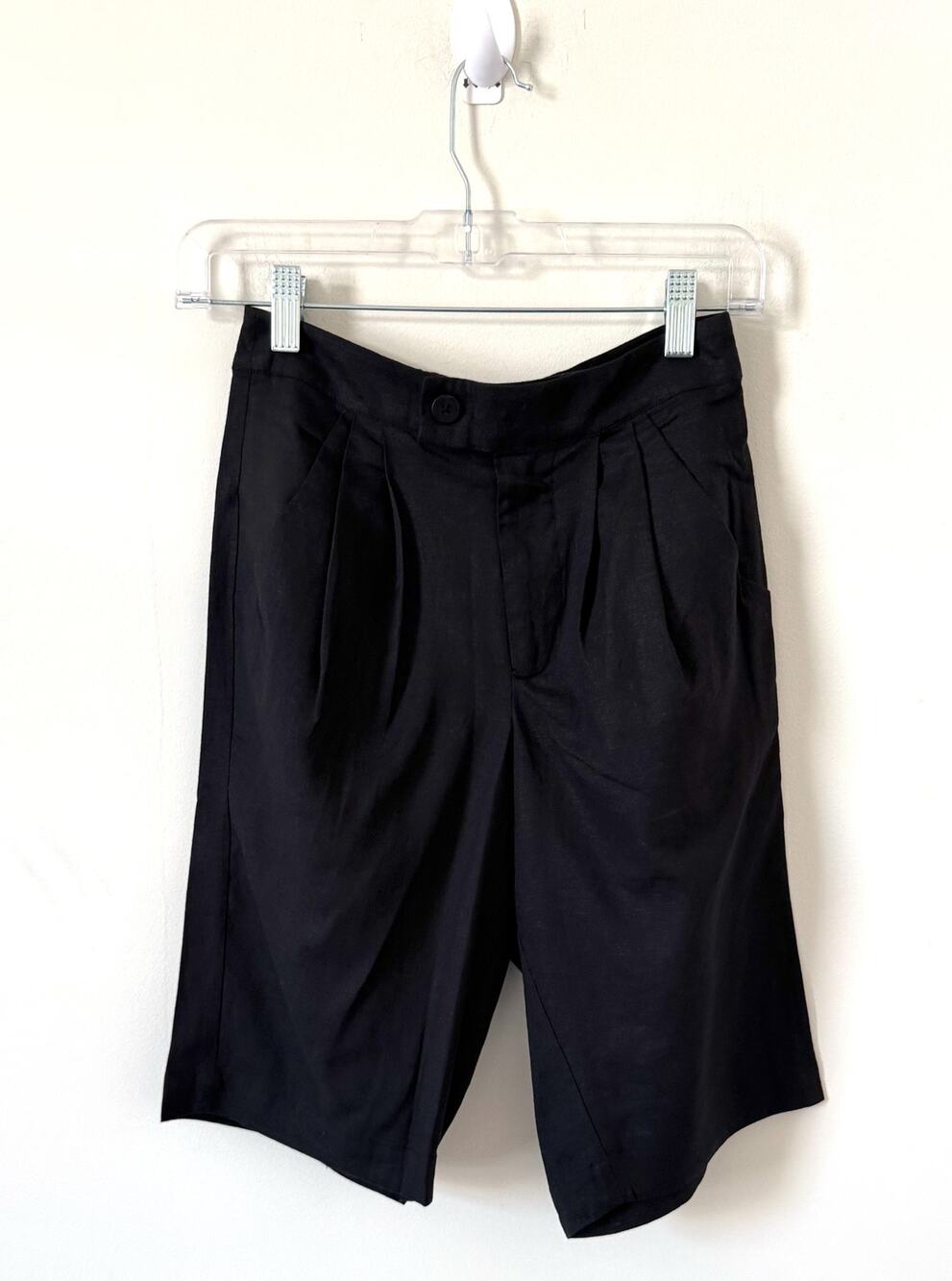 Universal Standard Ultra High Rise Long Linen Shorts Black Size 00-0-2 NEW